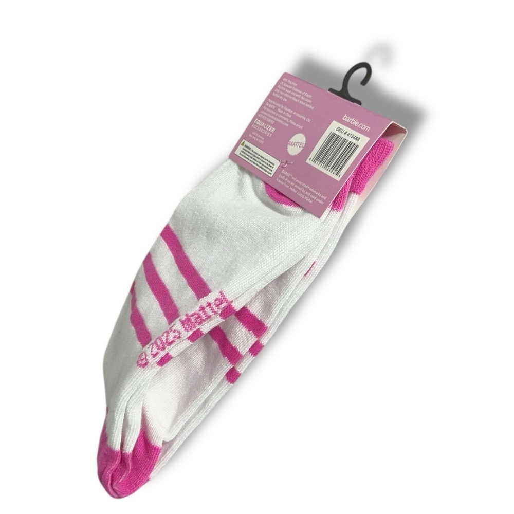 Barbie Crew Socks Stripe Novelty Casual Pink White Adult 9-13  One Size - Picture 7 of 16